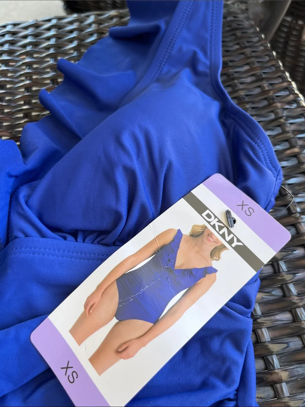 DKNY Royal Blue Ruffled One-Piece Swimsuit - Picture 2 of 4